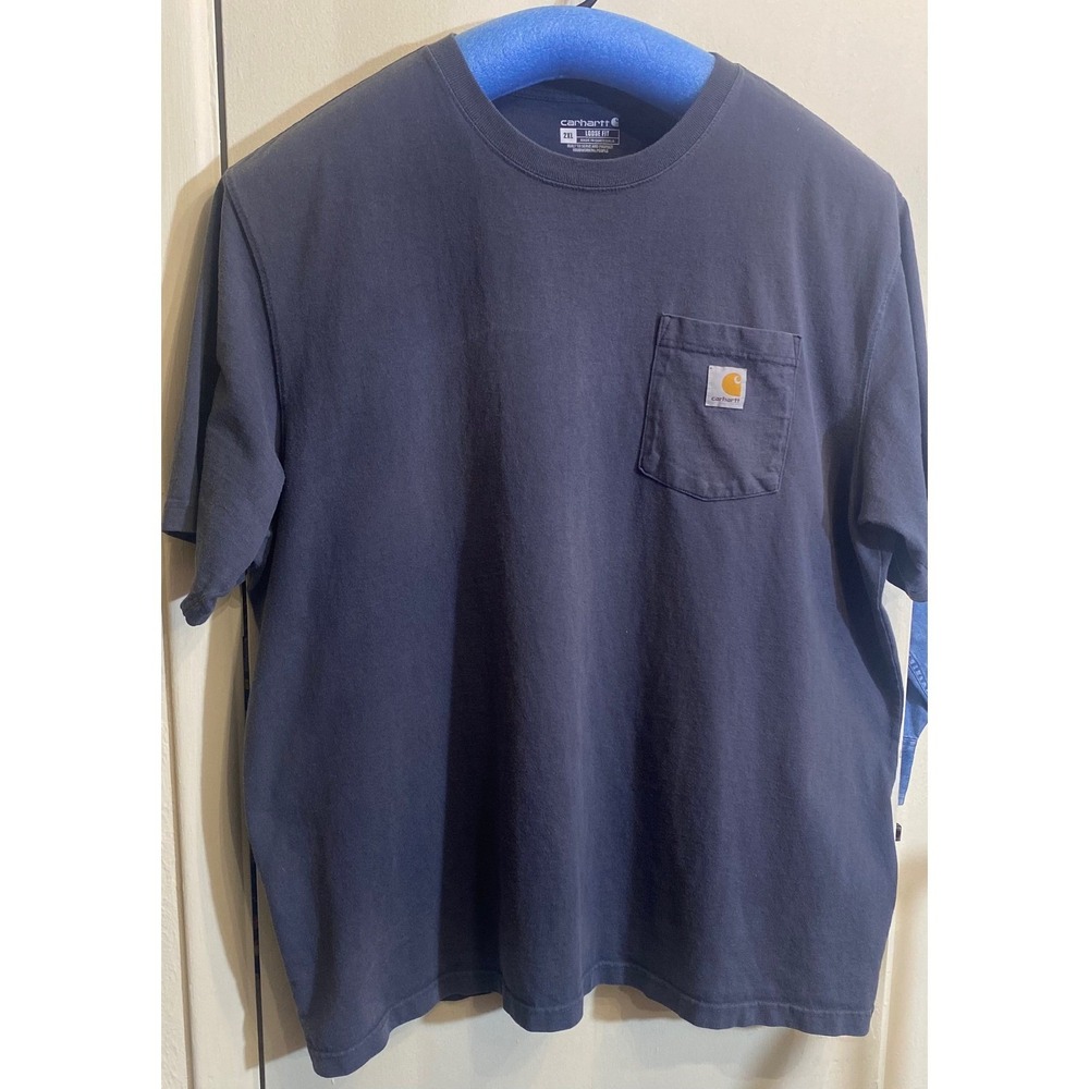 Carhartt Mens Loose Fit Pocket T-Shirt Navy Blue K87 2XL Short Sleeve Workwear